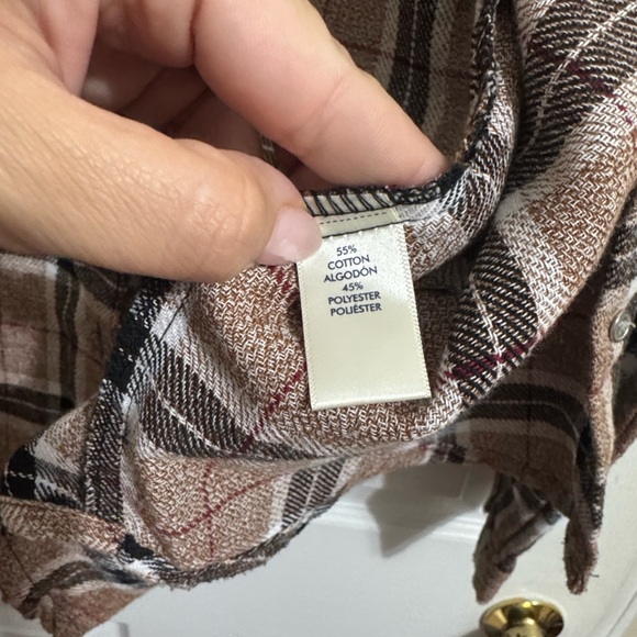 BKE Tan and Black Plaid Button Down Shirt - Picture 4 of 4